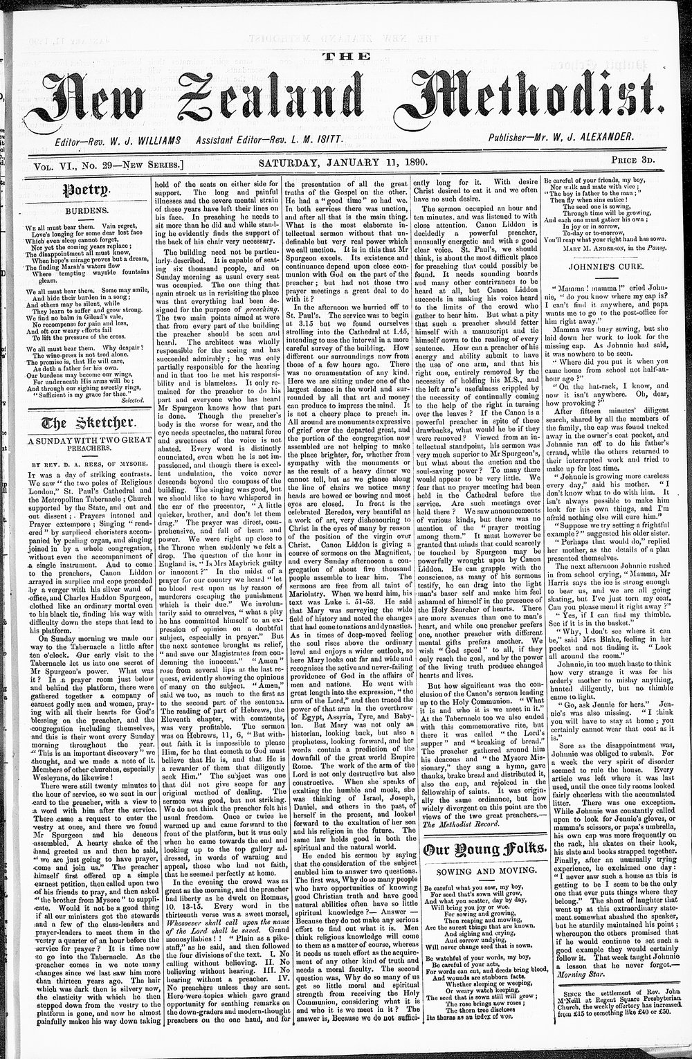 The New Zealand Methodist Times: 11th January 1890