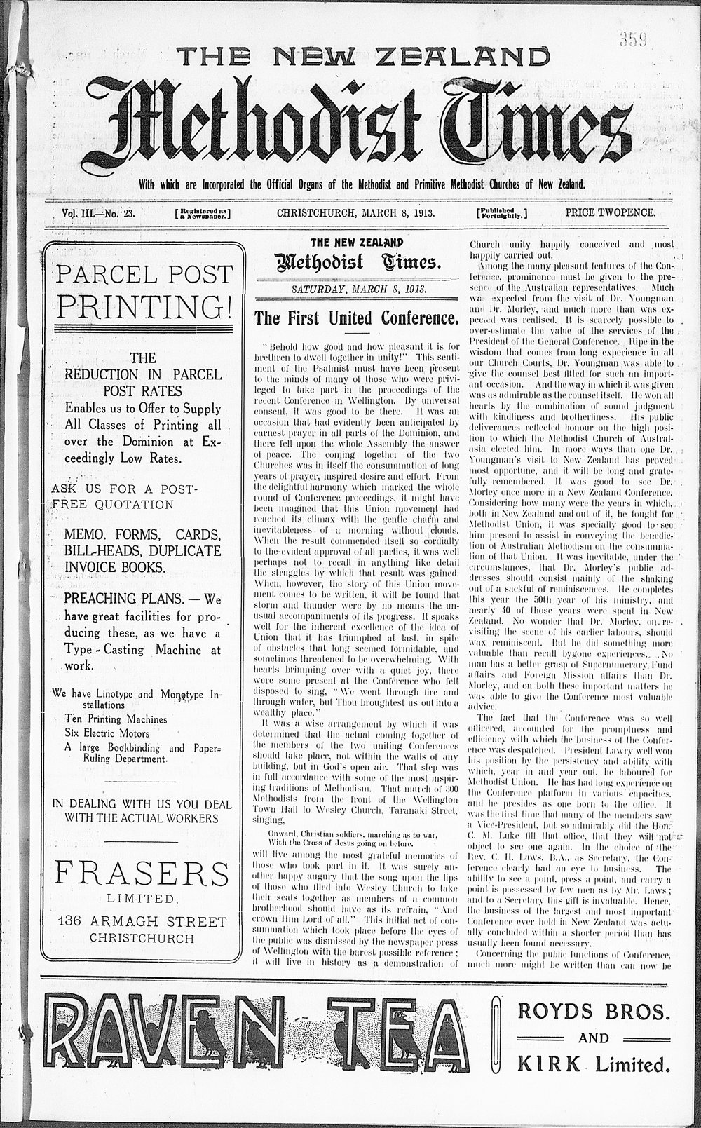 The New Zealand Methodist Times: 8th March 1913