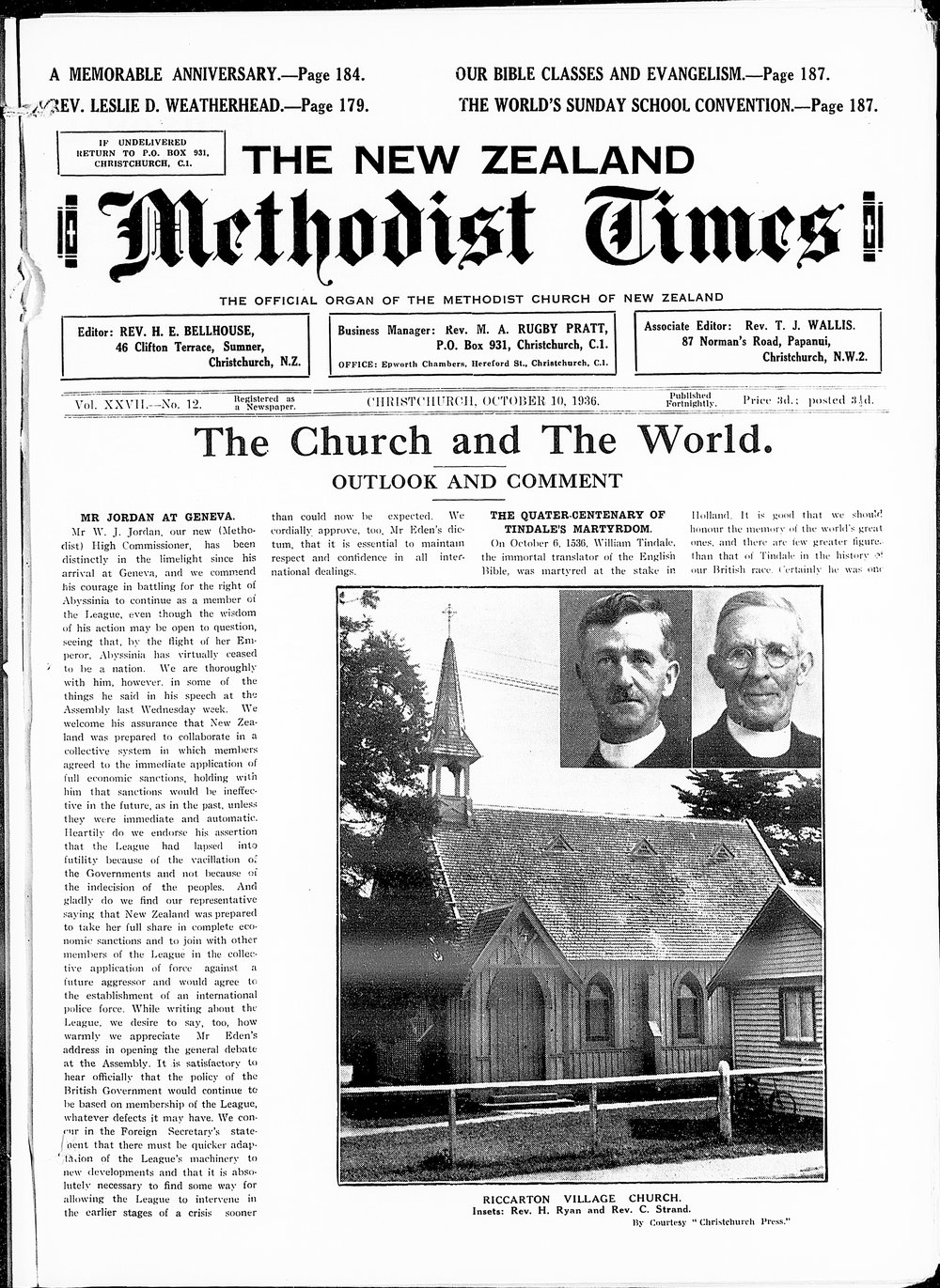 The New Zealand Methodist Times: 10th October 1936