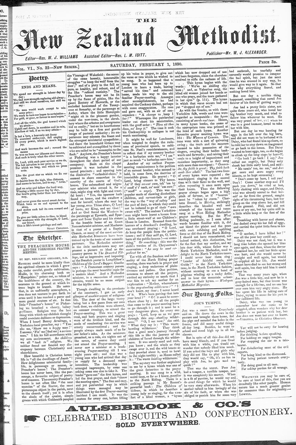 The New Zealand Methodist Times: 1st February 1890