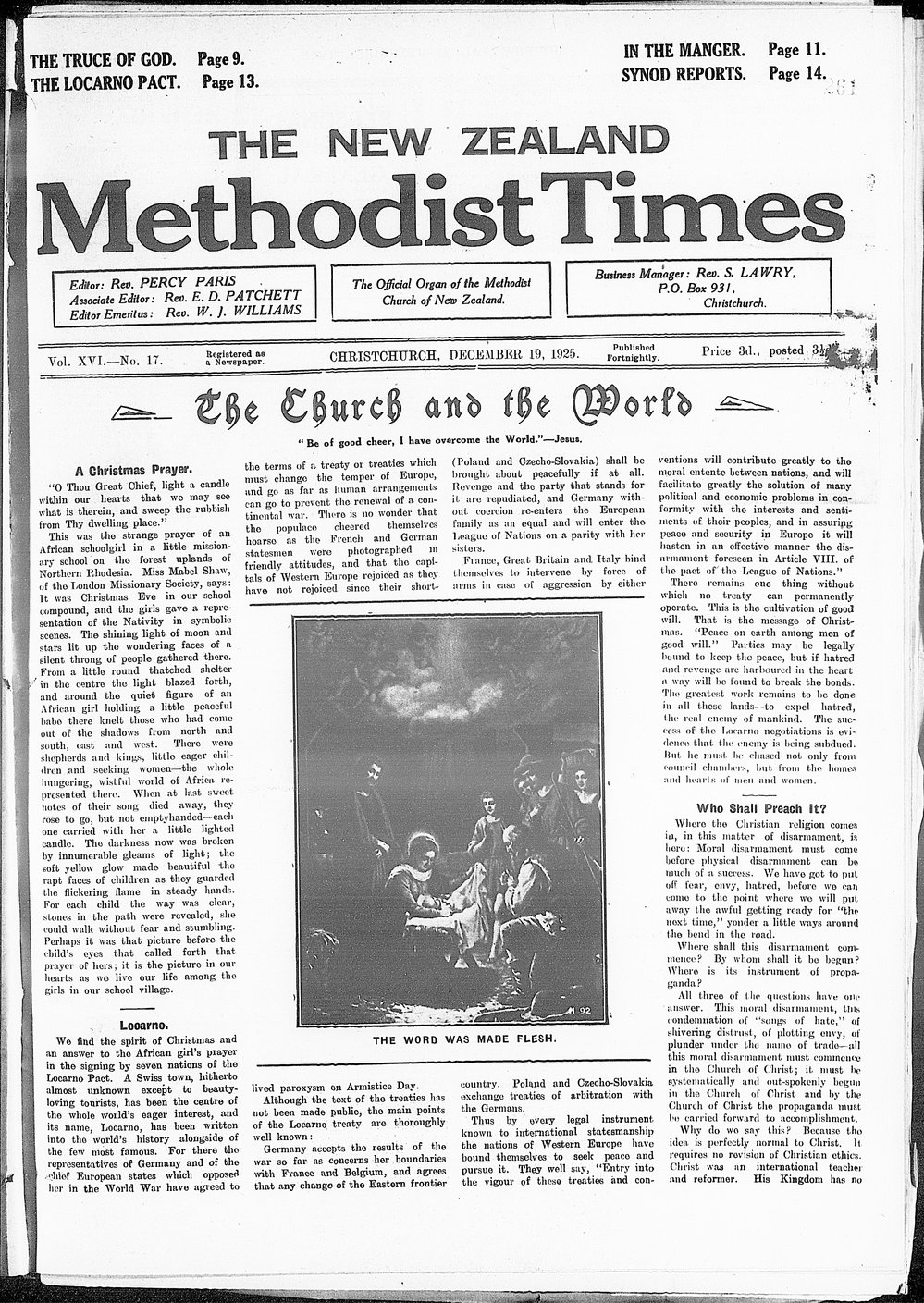 The New Zealand Methodist Times: 19th December 1925