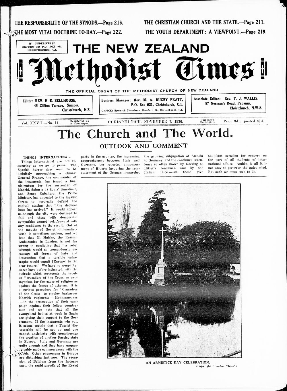 The New Zealand Methodist Times: 7th November 1936