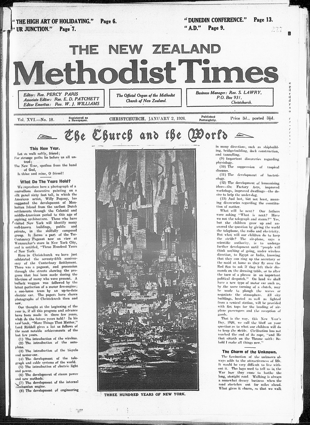 The New Zealand Methodist Times: 2nd January 1926
