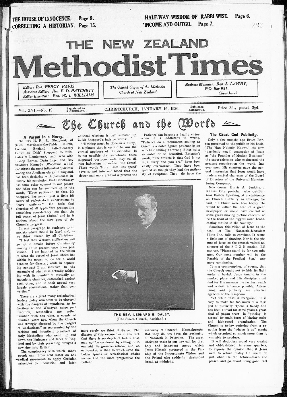 The New Zealand Methodist Times: 16th January 1926