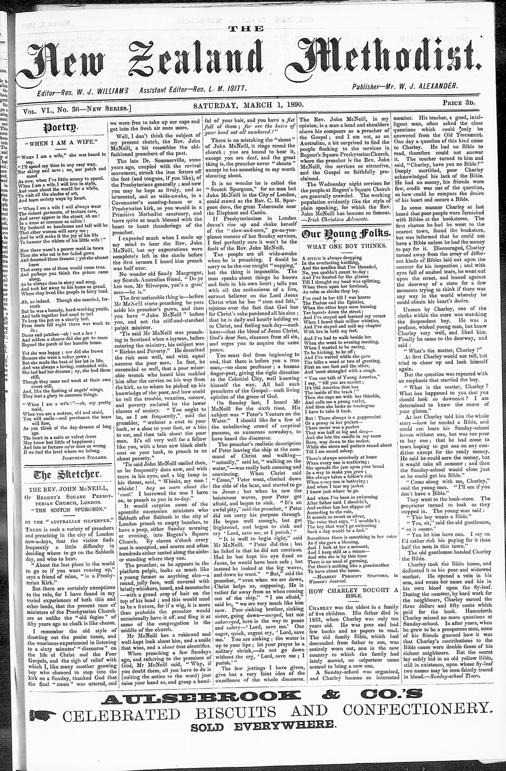 The New Zealand Methodist Times: 1st March 1890