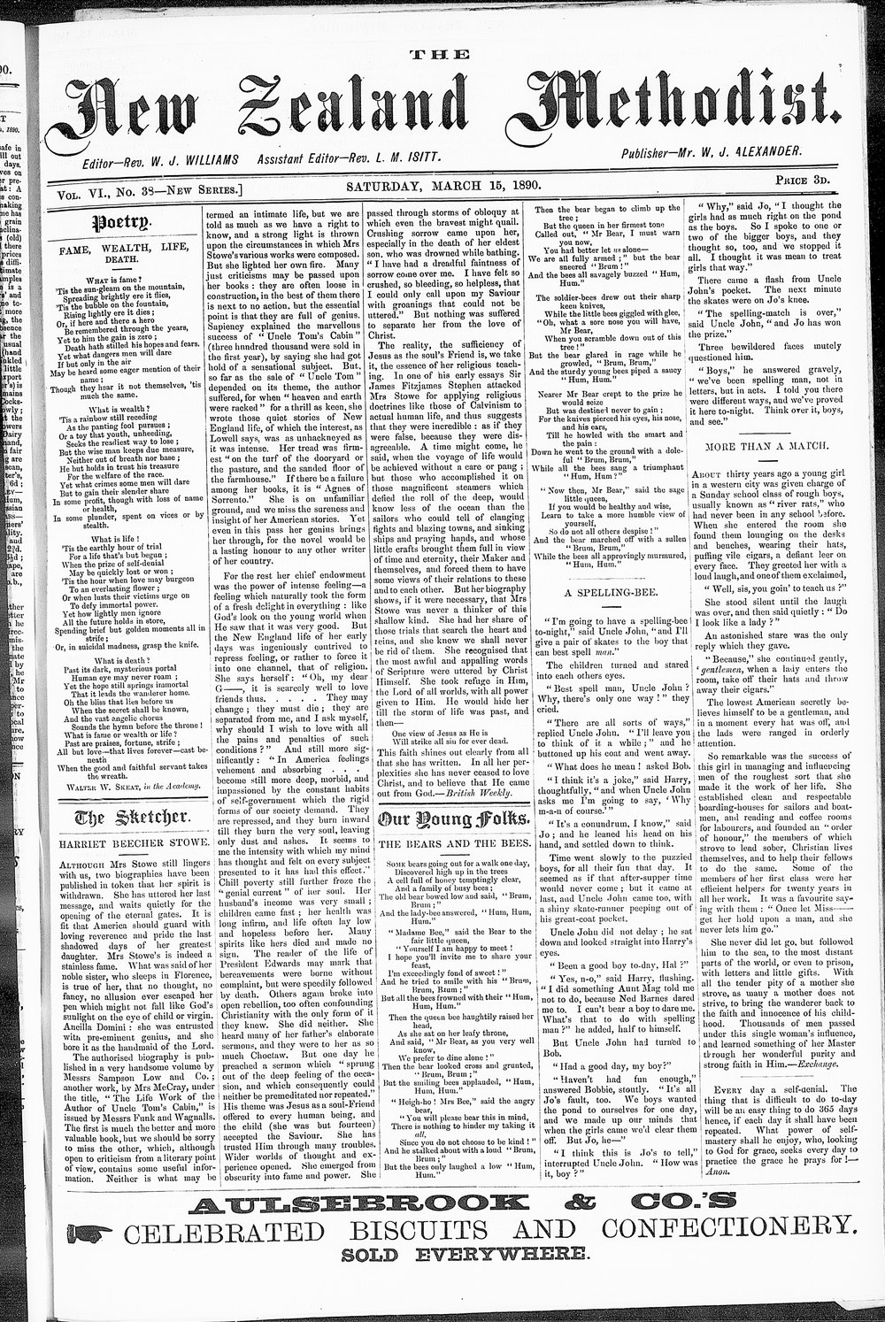 The New Zealand Methodist Times: 16th March 1890