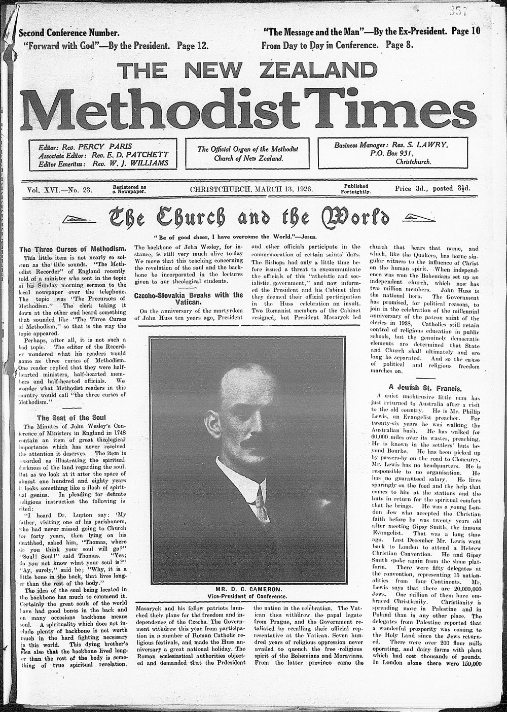 The New Zealand Methodist Times: 13th March 1926