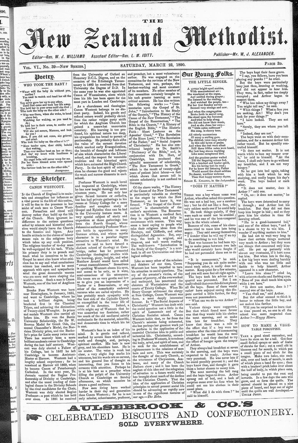 The New Zealand Methodist Times: 22nd March 1890