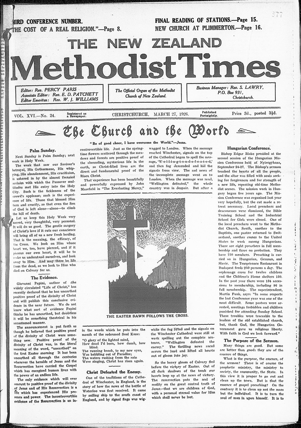 The New Zealand Methodist Times: 27th March 1926