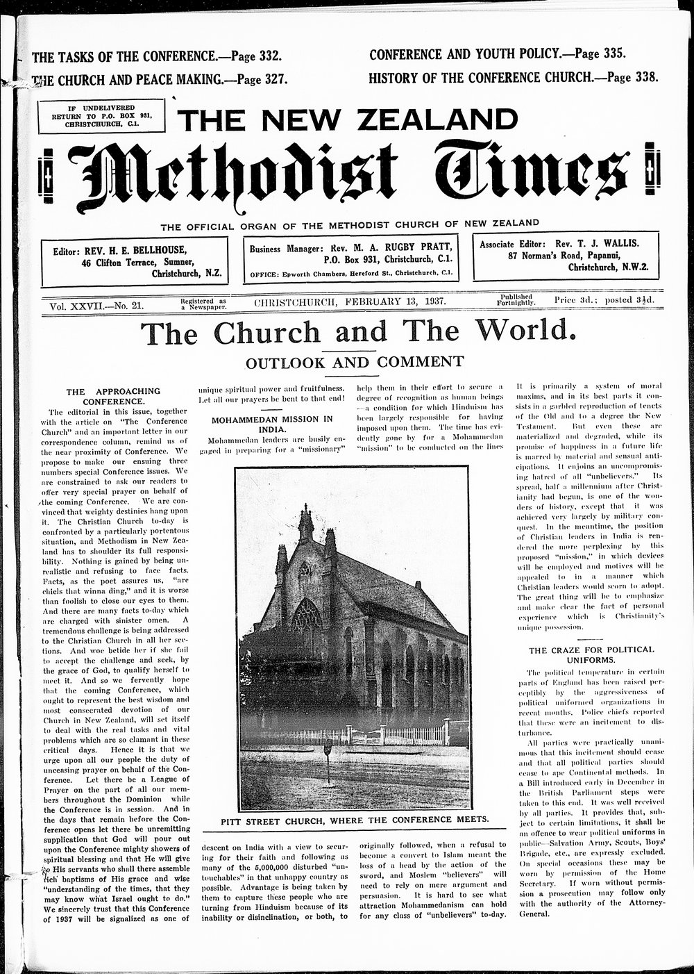 The New Zealand Methodist Times: 13th February 1937