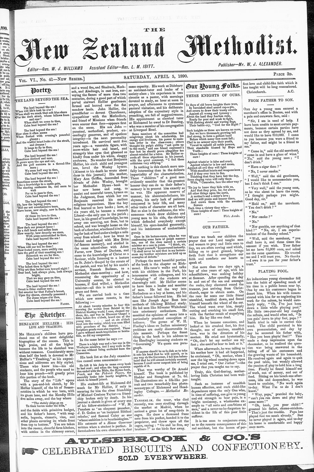 The New Zealand Methodist Times: 5th April 1890