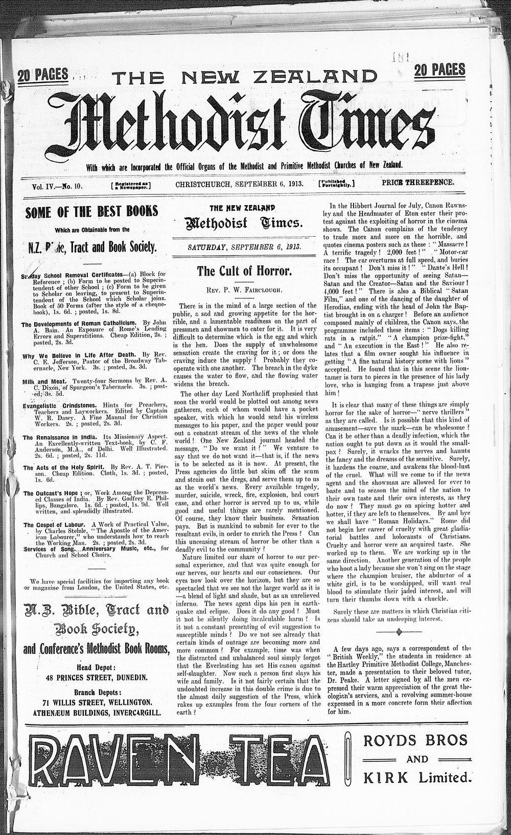 The New Zealand Methodist Times: 6th September 1913