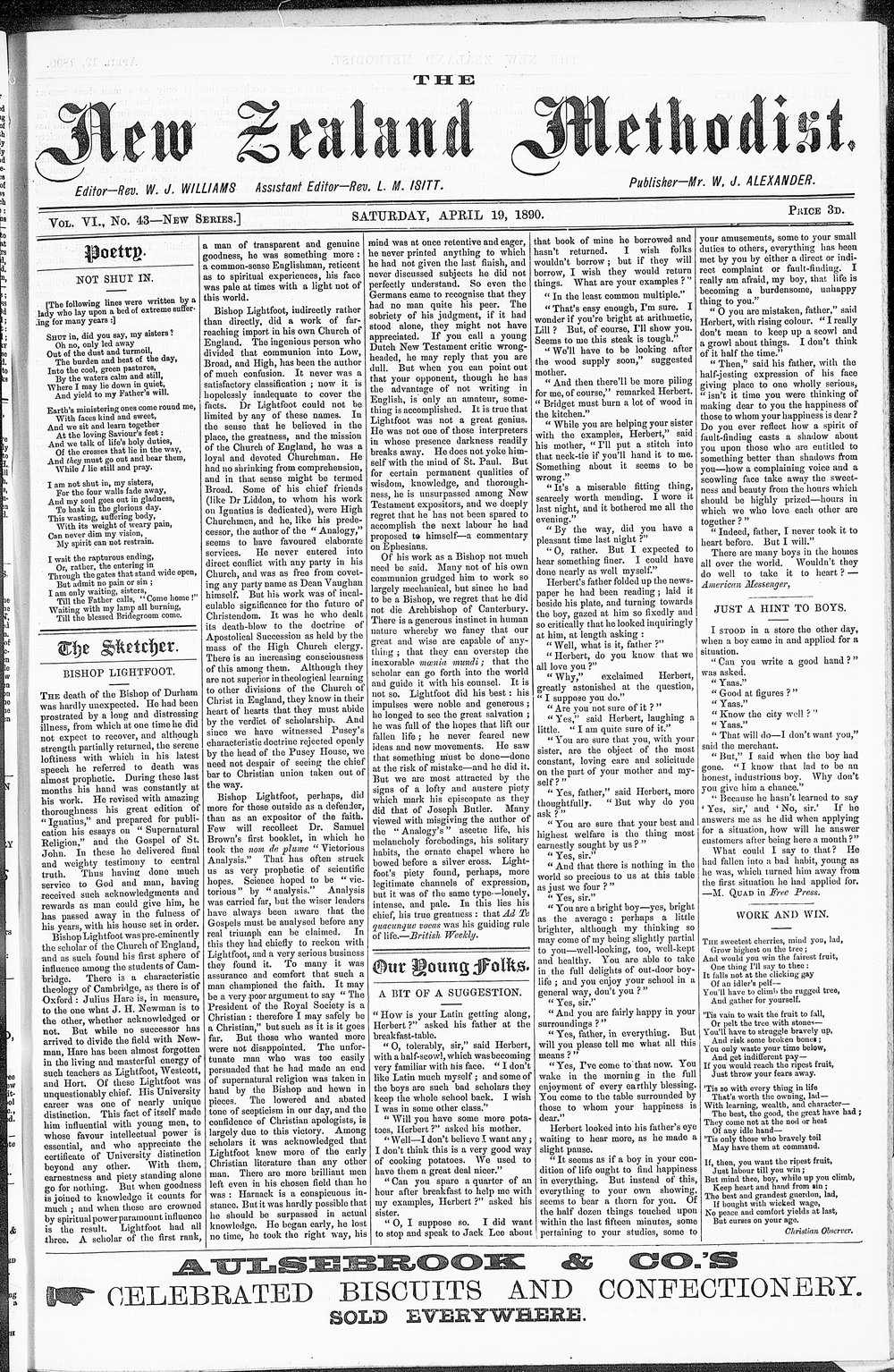 The New Zealand Methodist Times: 19th April 1890