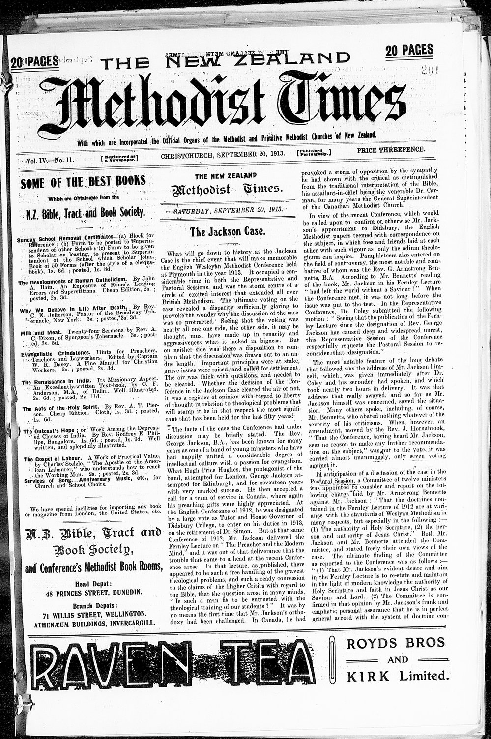 The New Zealand Methodist Times: 20th September 1913