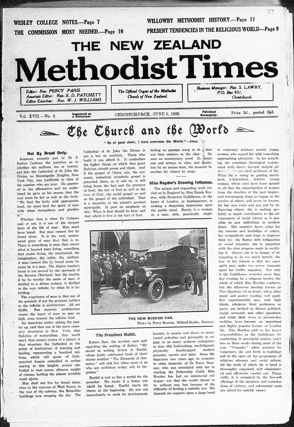 The New Zealand Methodist Times: 5th June 1926