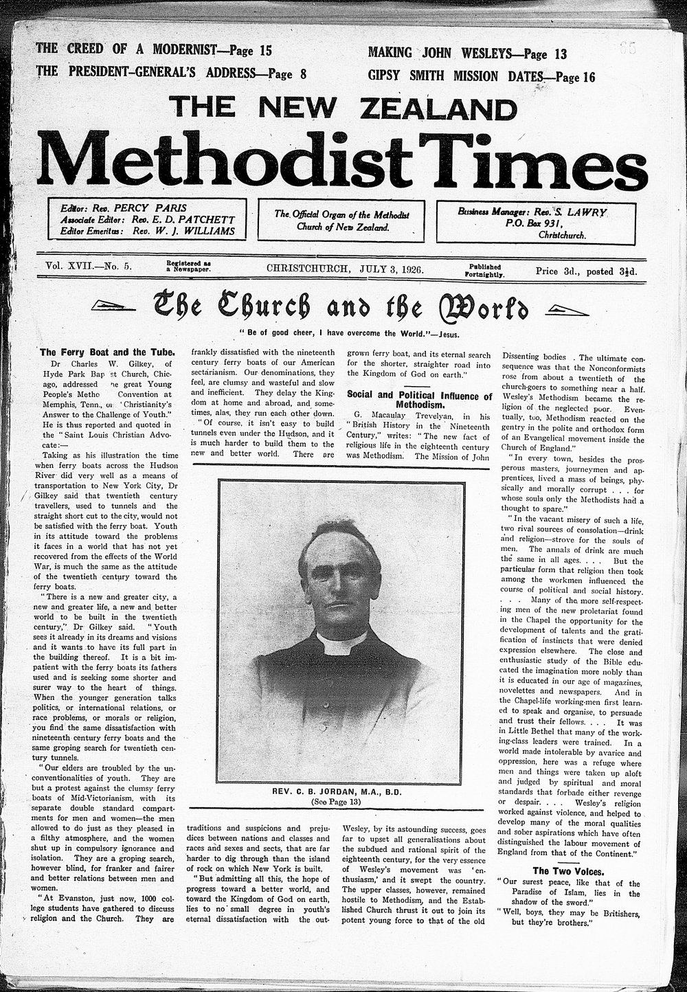 The New Zealand Methodist Times: 3rd July 1926