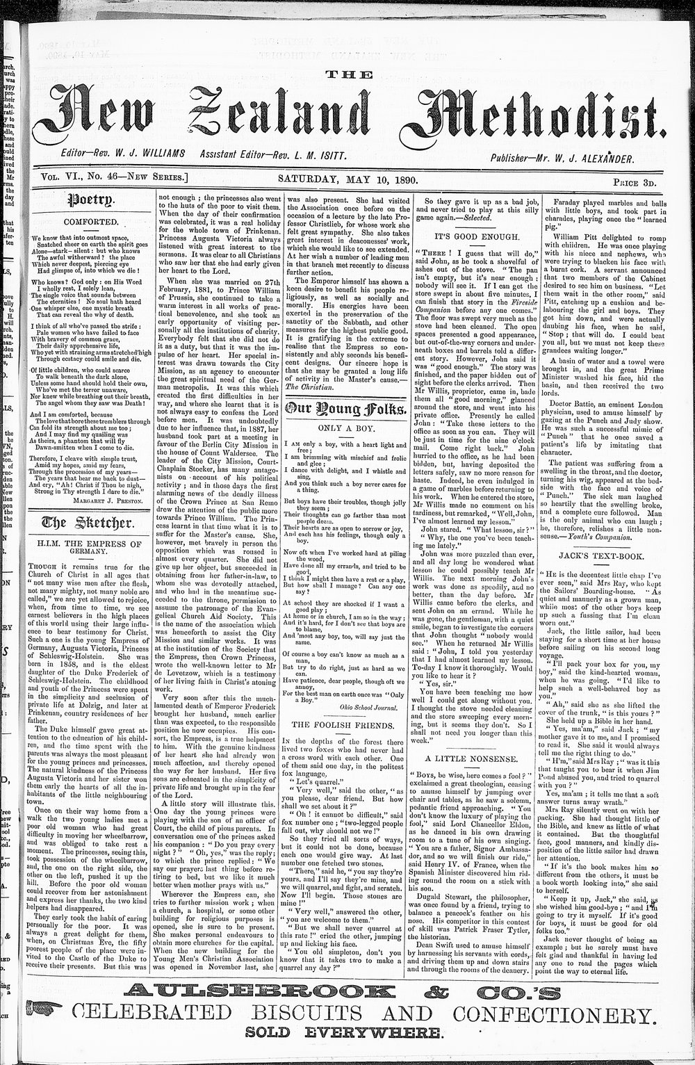 The New Zealand Methodist Times: 10th May 1890