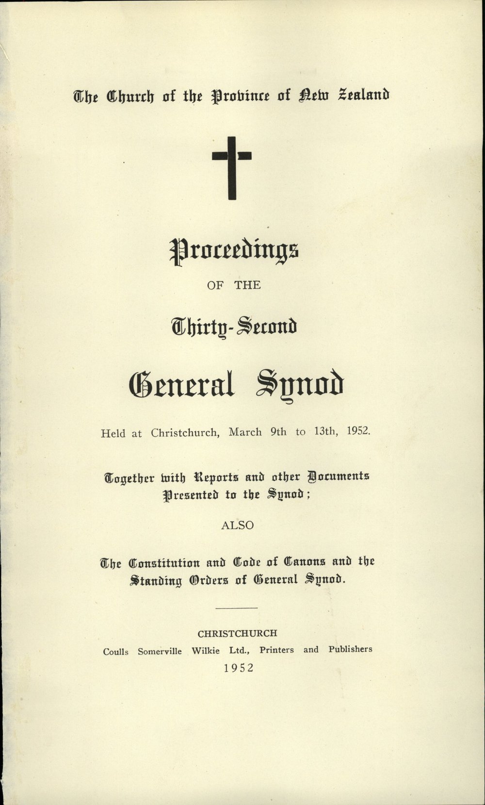 Proceedings of the General Synod: 32nd General Synod, 1952