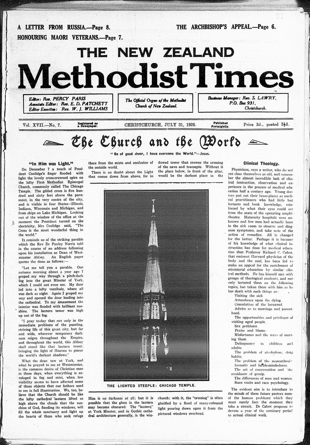 The New Zealand Methodist Times: 31st July 1926