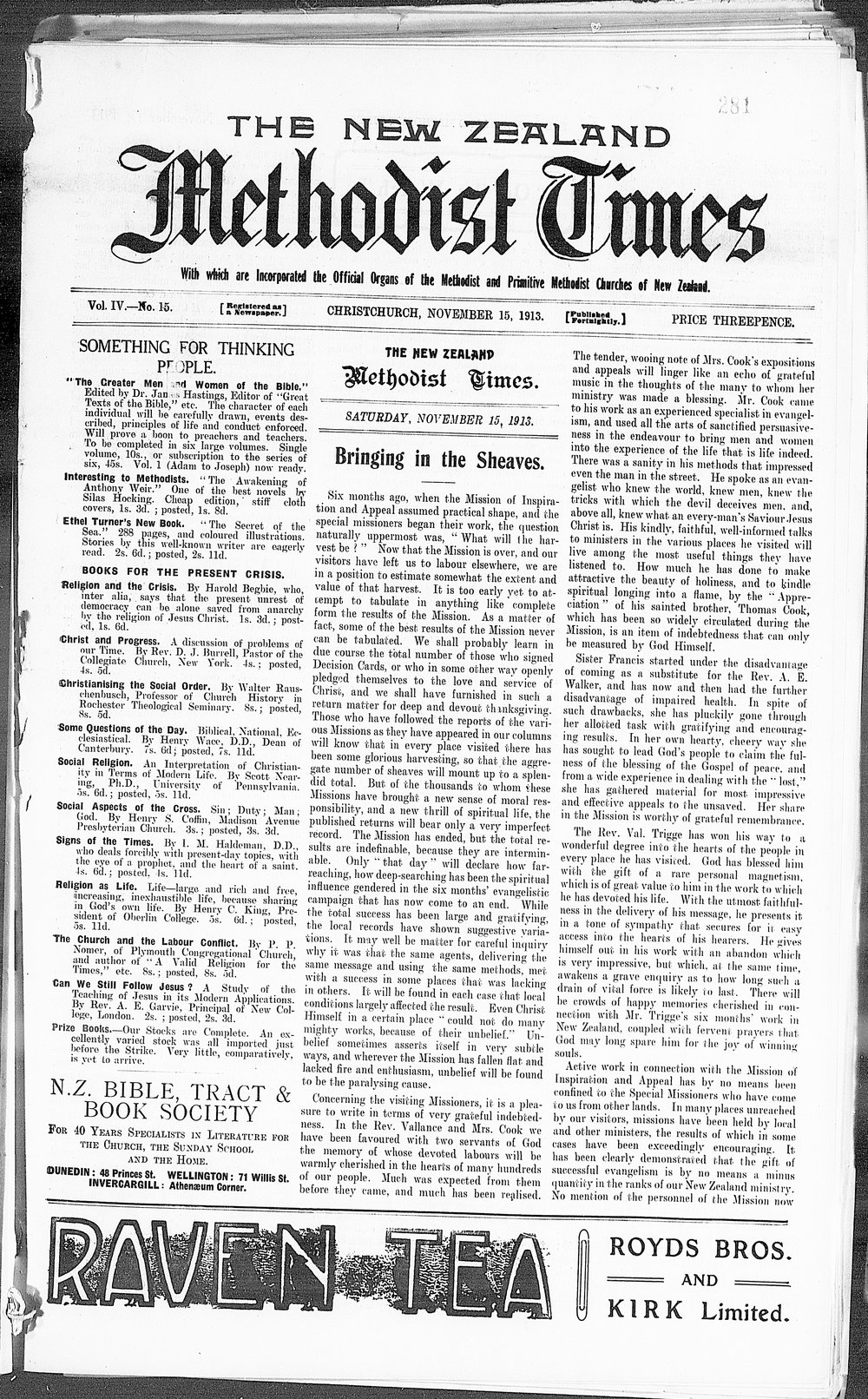 The New Zealand Methodist Times: 15th November 1913