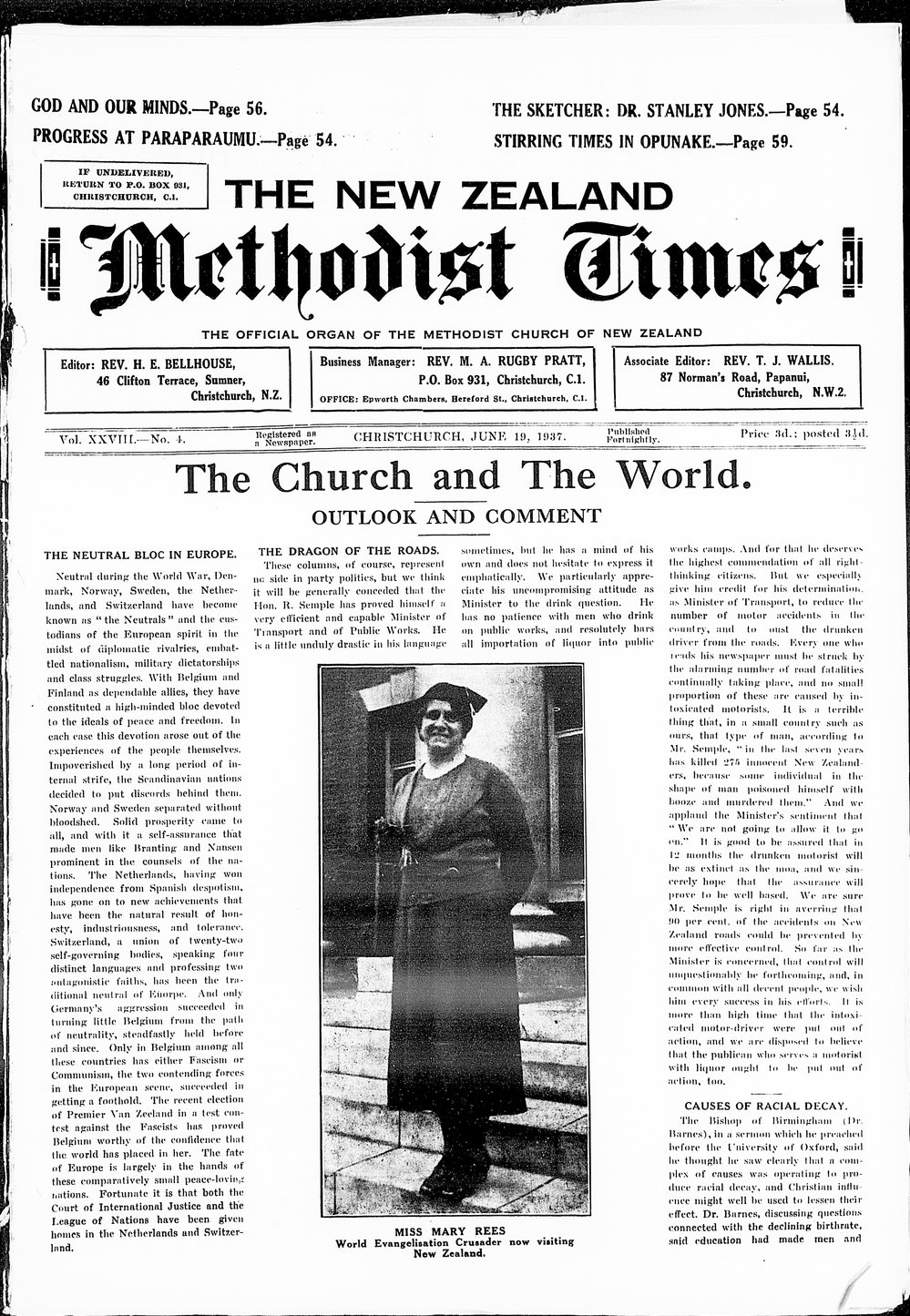 The New Zealand Methodist Times: 19th June 1937