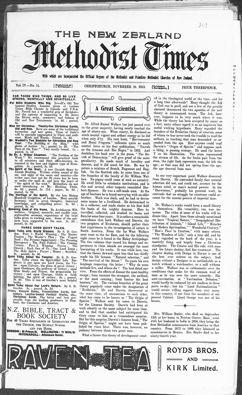 The New Zealand Methodist Times: 29th November 1913