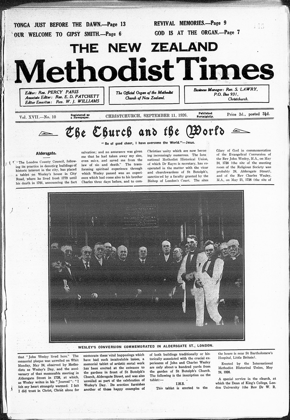 The New Zealand Methodist Times: 11th September 1926