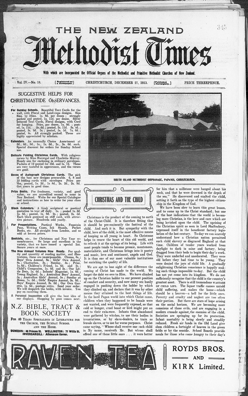 The New Zealand Methodist Times: 27th December 1913