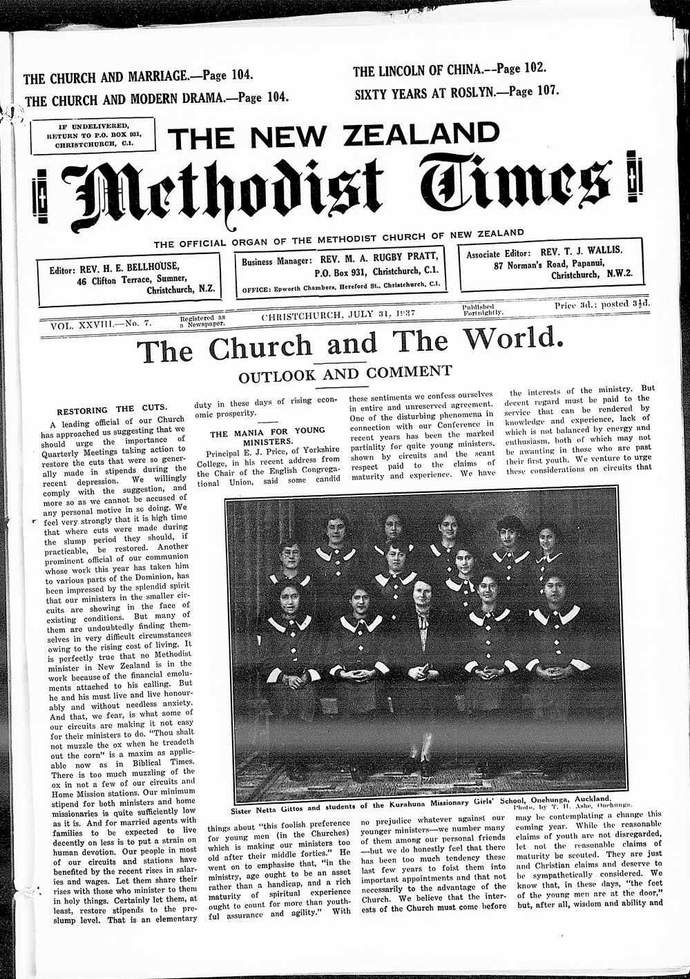The New Zealand Methodist Times: 31st July 1937