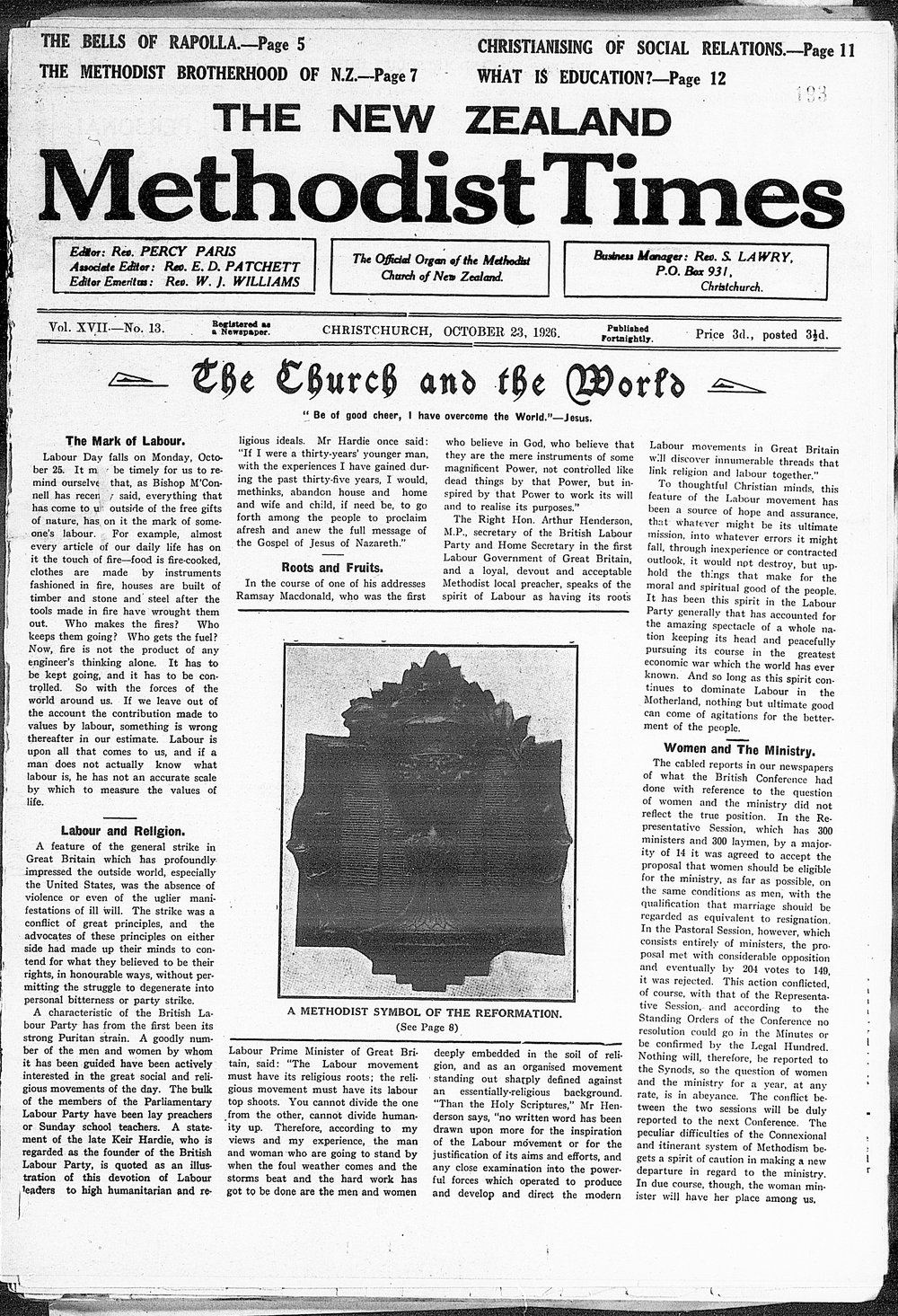 The New Zealand Methodist Times: 23rd October 1926