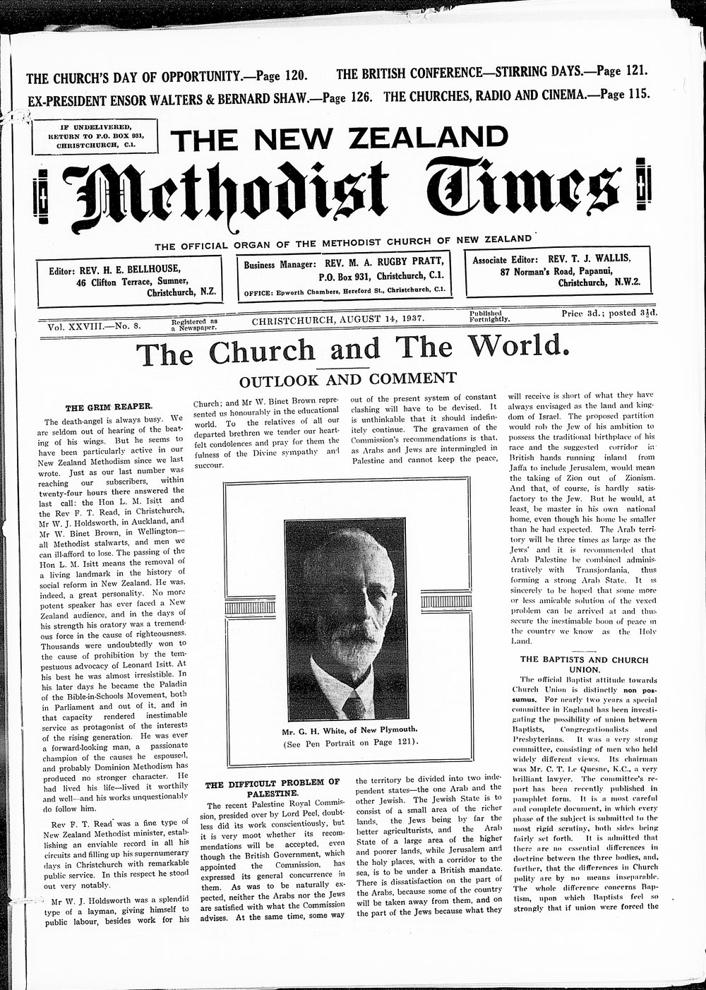 The New Zealand Methodist Times: 14th August 1937