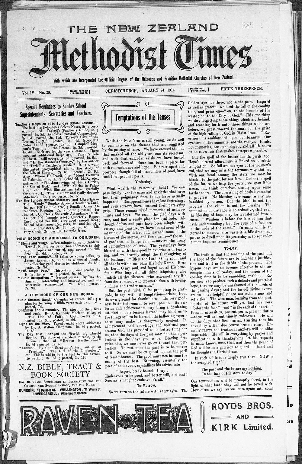 The New Zealand Methodist Times: 24th January 1914