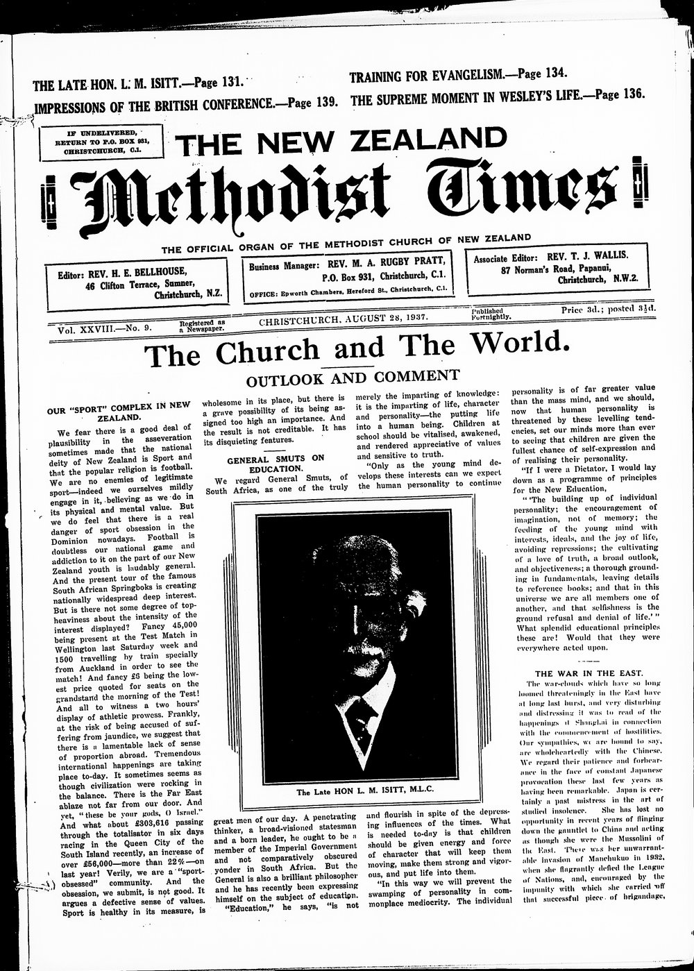 The New Zealand Methodist Times: 28th August 1937