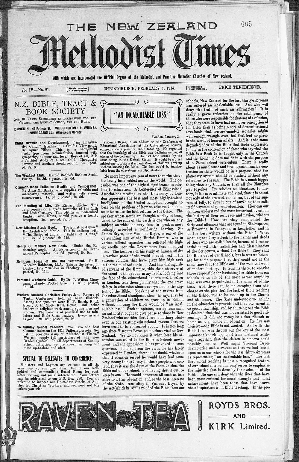 The New Zealand Methodist Times: 7th February 1914