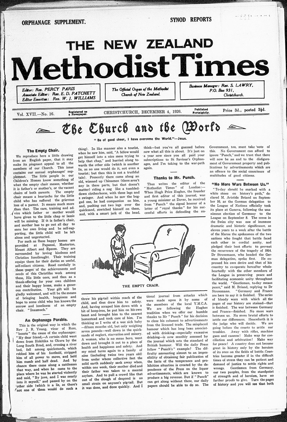 The New Zealand Methodist Times: 4th December 1926