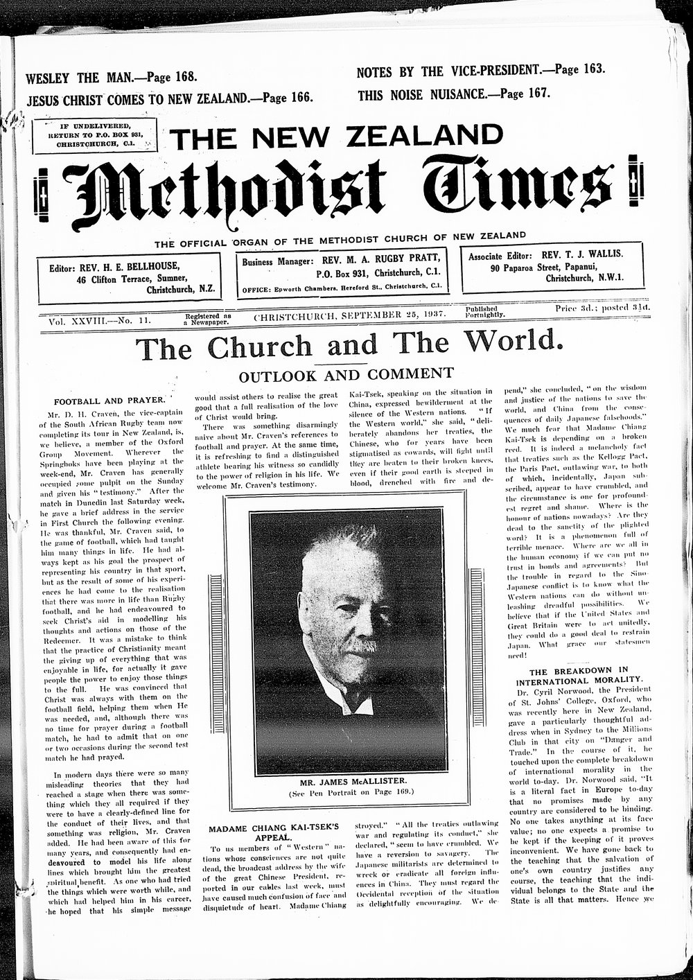 The New Zealand Methodist Times: 25th September 1937