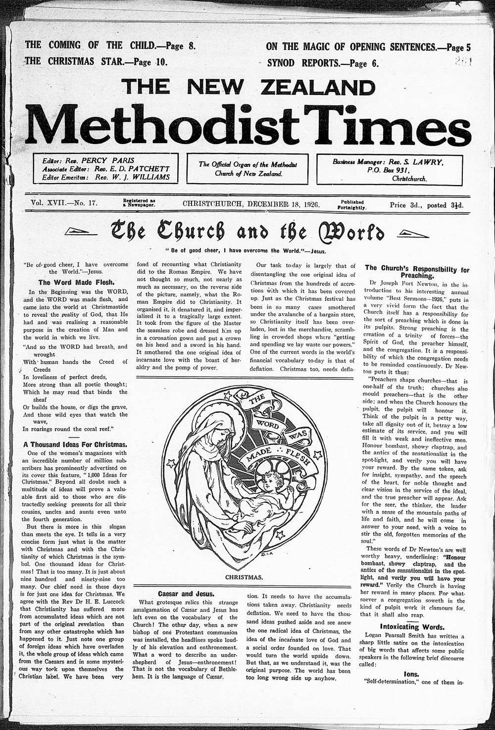 The New Zealand Methodist Times: 18th December 1926