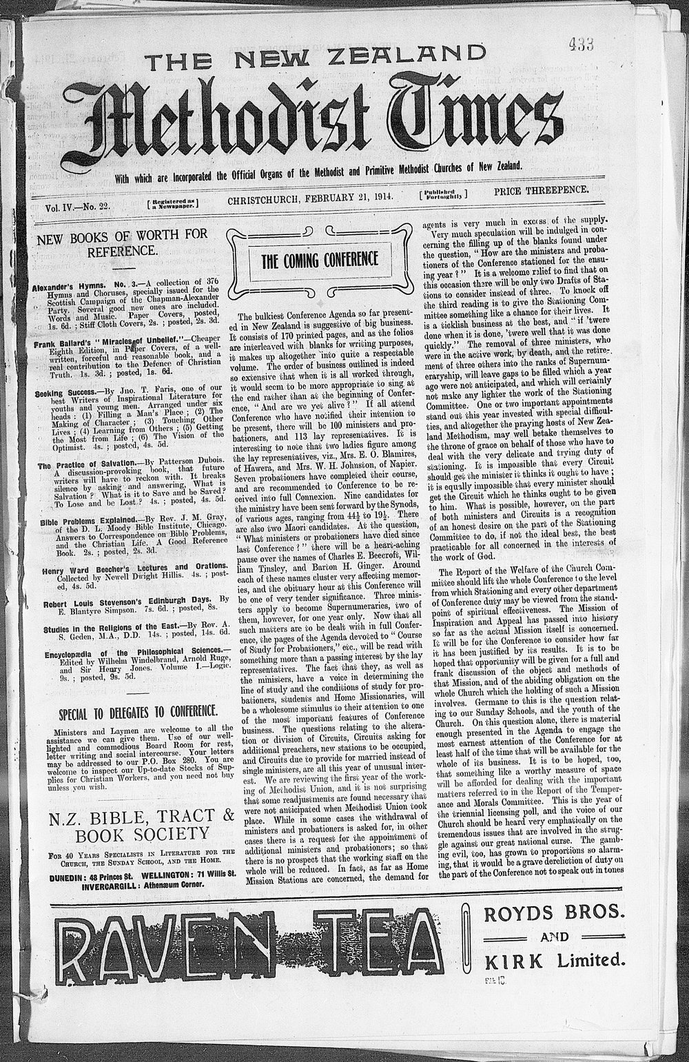 The New Zealand Methodist Times: 21st February 1914