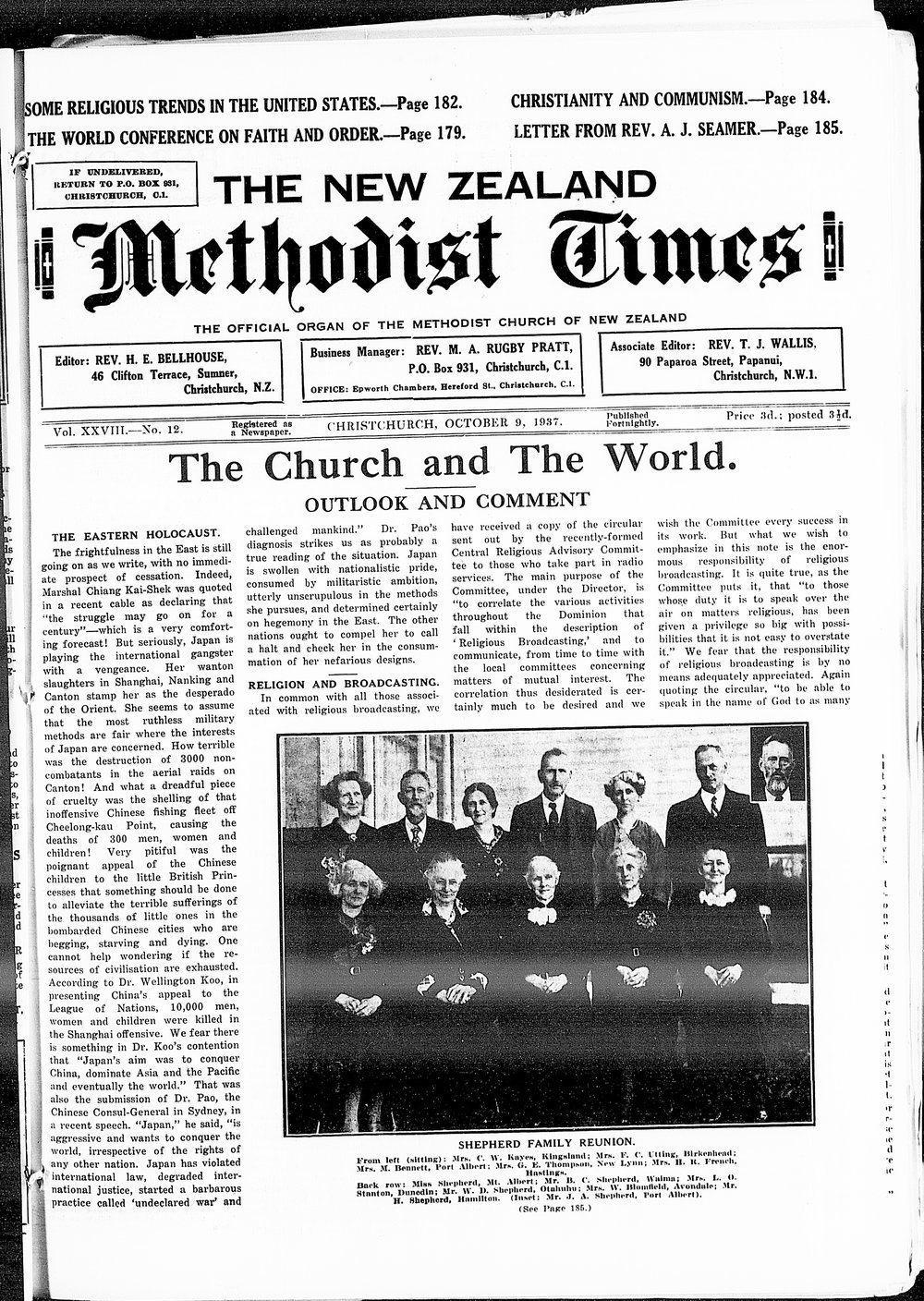 The New Zealand Methodist Times: 9th October 1937