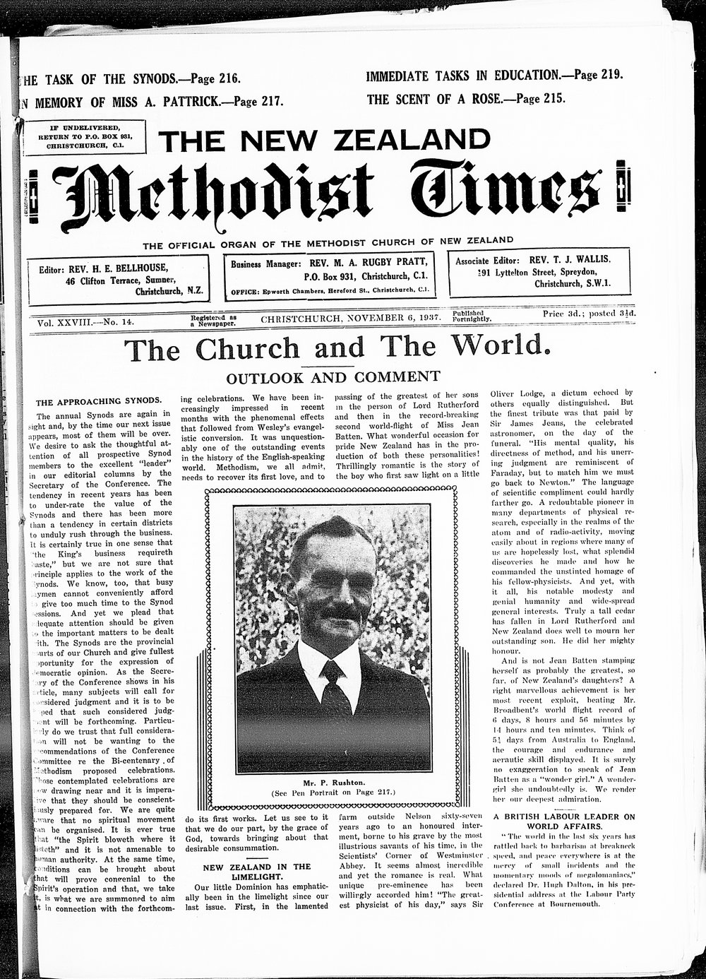 The New Zealand Methodist Times: 6th November 1937
