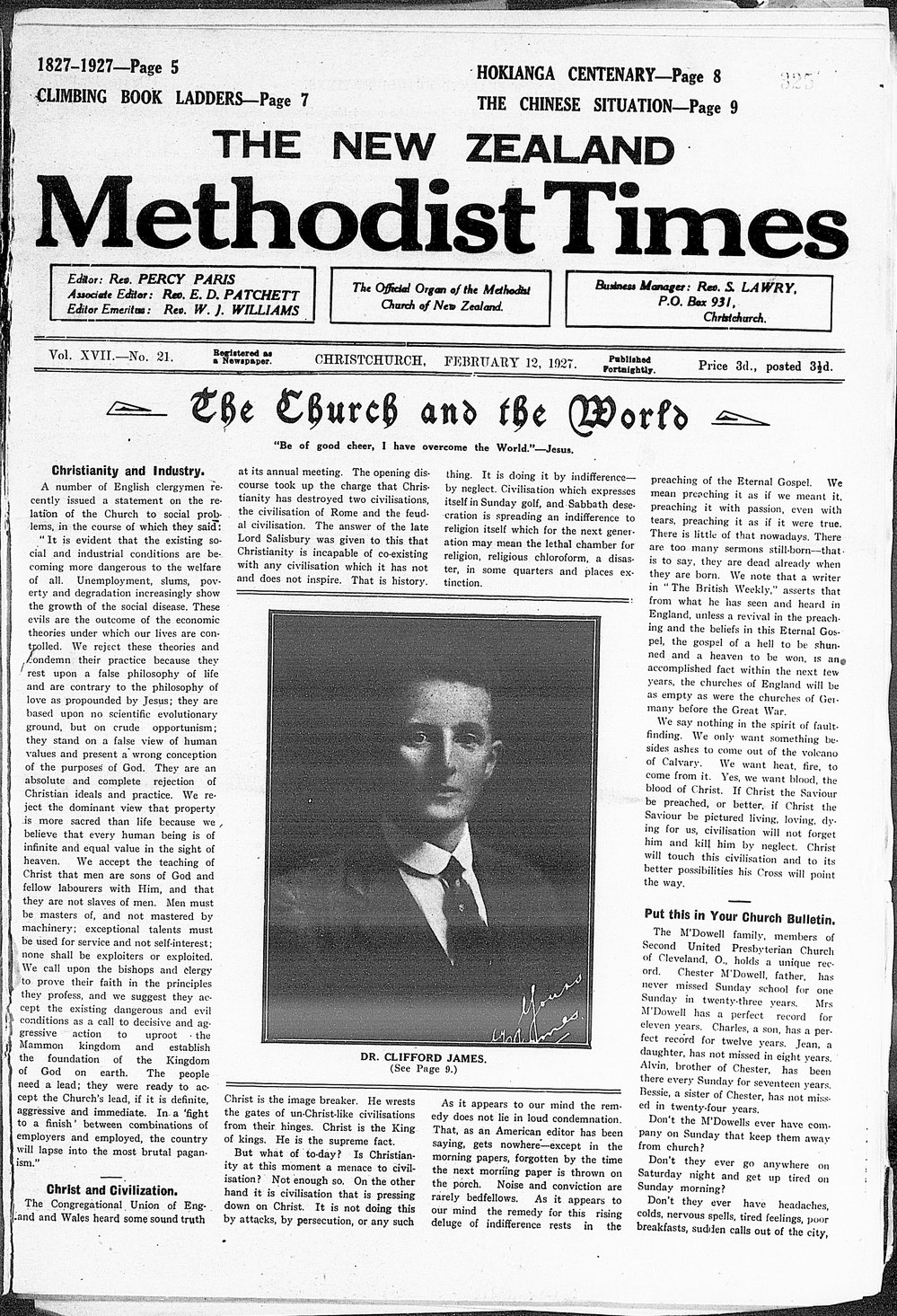 The New Zealand Methodist Times: 12th February 1927