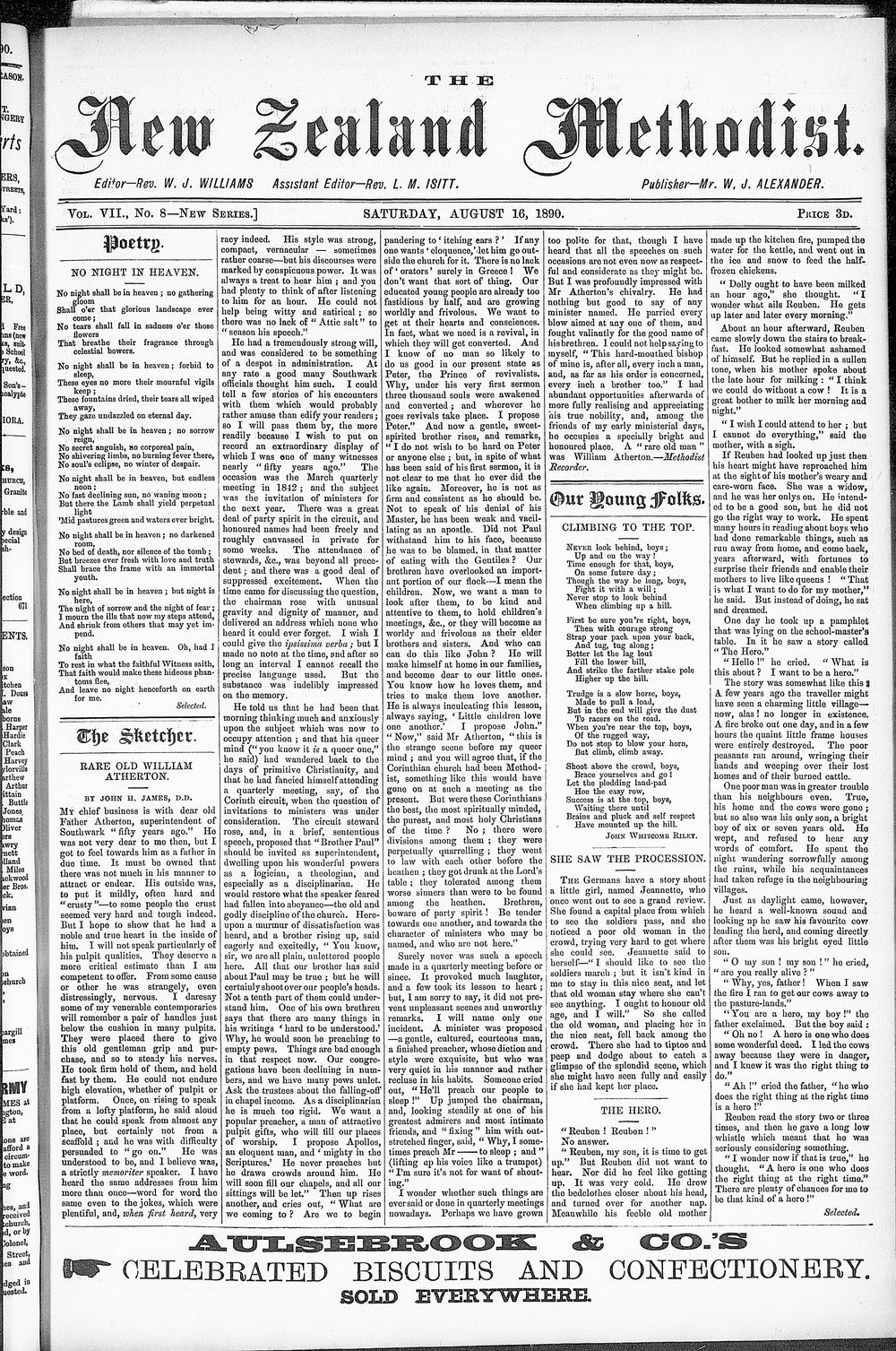 The New Zealand Methodist Times: 16th August 1890