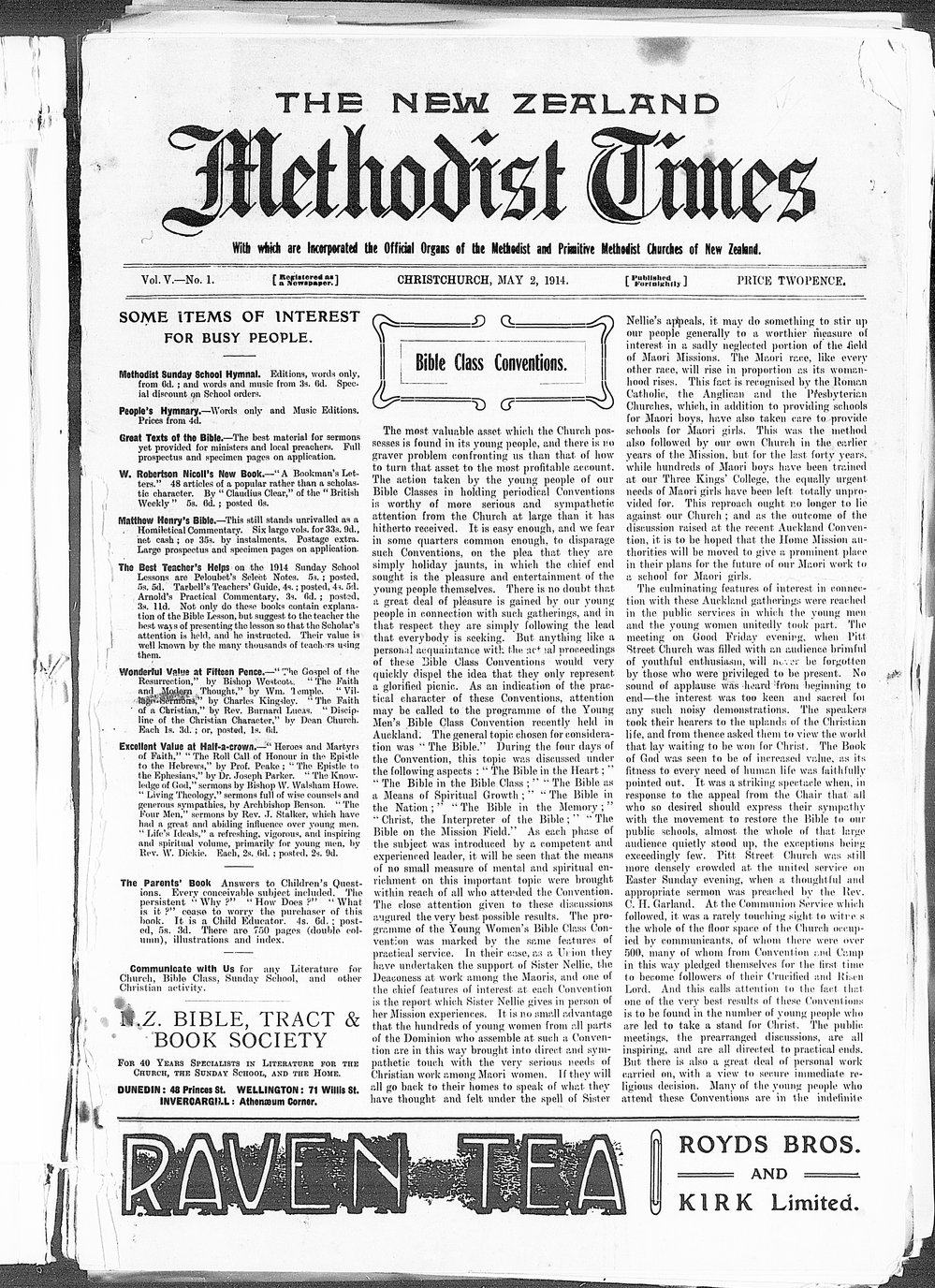 The New Zealand Methodist Times: 2nd May 1914