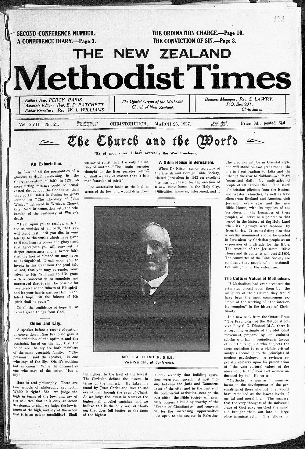 The New Zealand Methodist Times: 26th March 1927