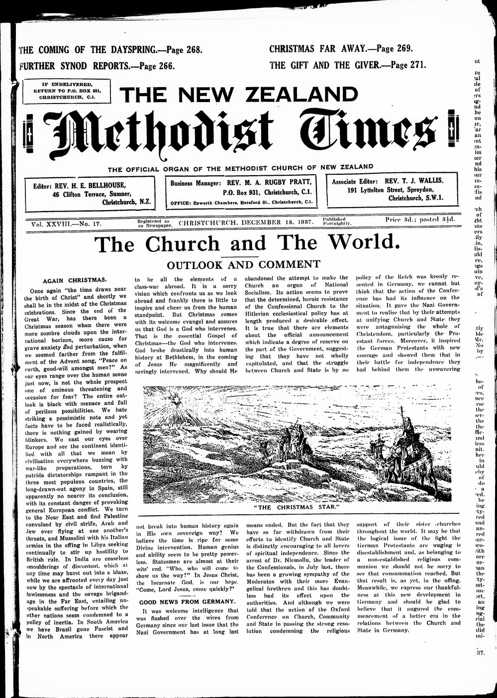 The New Zealand Methodist Times: 18th December 1937