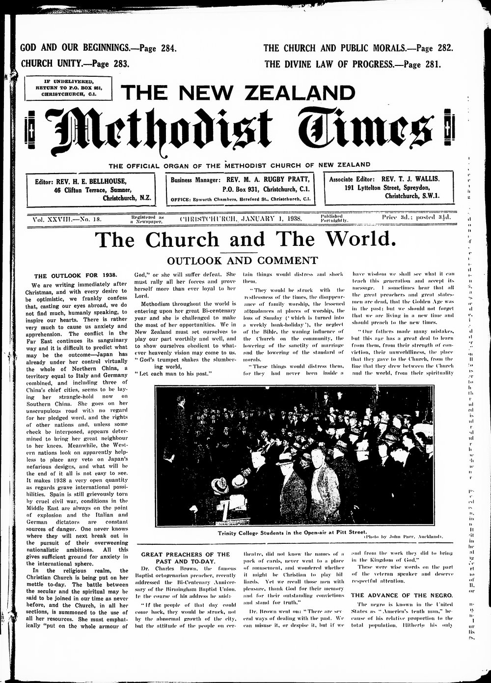 The New Zealand Methodist Times: 1st January 1938