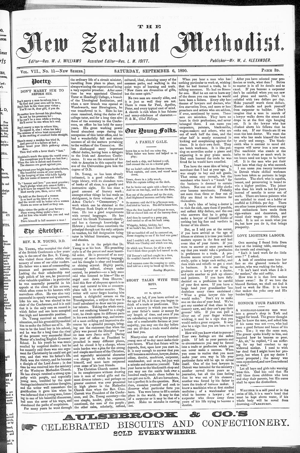 The New Zealand Methodist Times: 6th September 1890