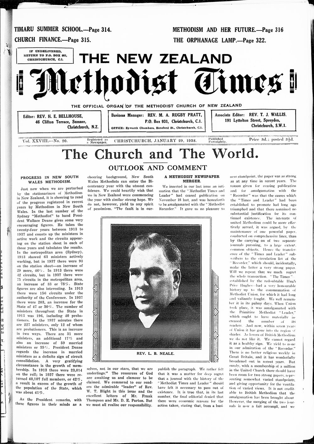 The New Zealand Methodist Times: 29th January 1938