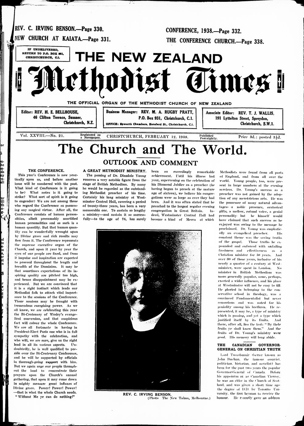 The New Zealand Methodist Times: 12th February 1938