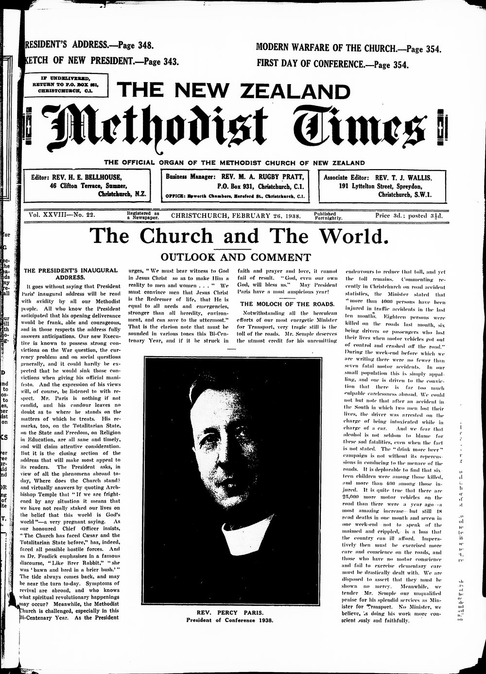 The New Zealand Methodist Times: 26th February 1938
